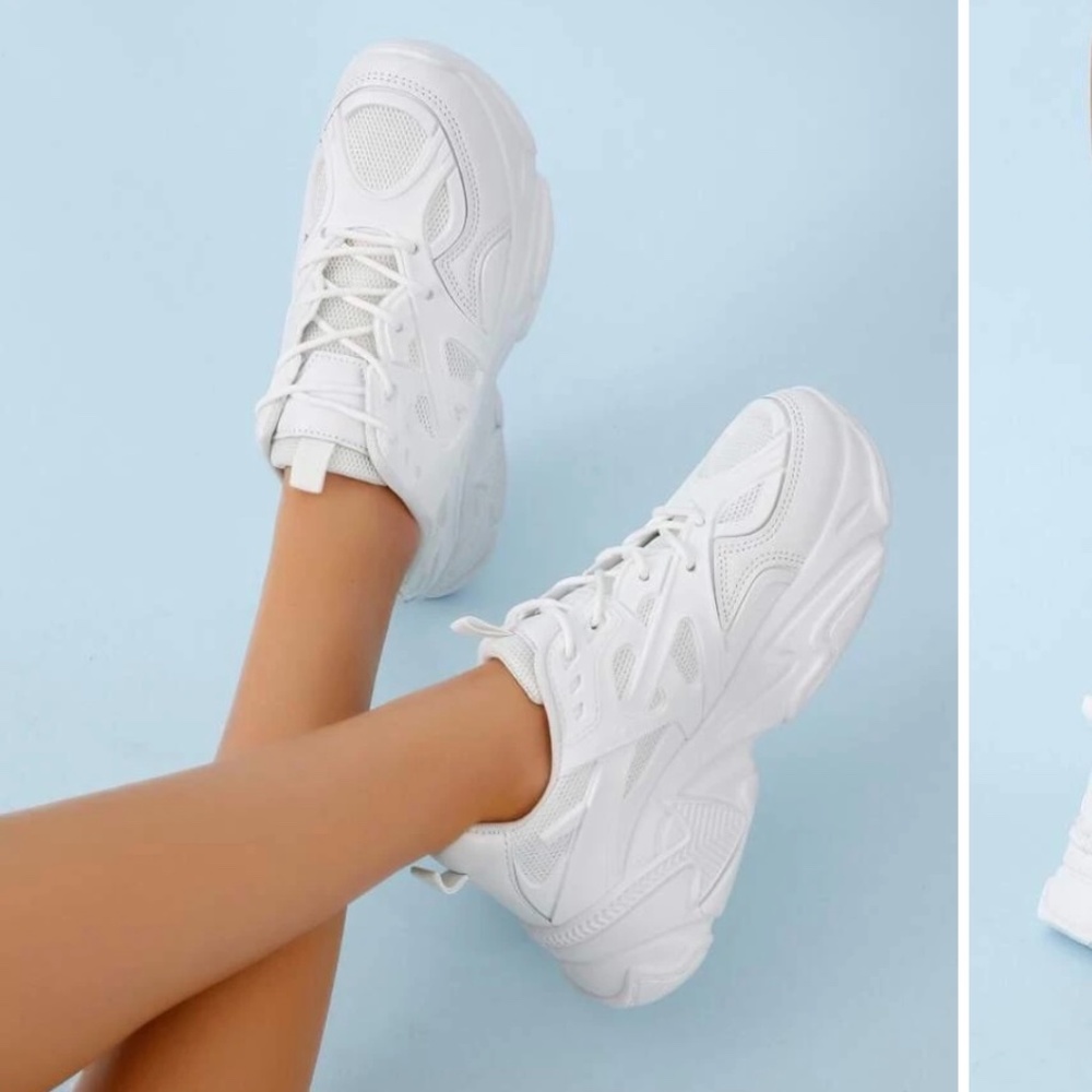 Shein Minimalist Lace-up Front Chunky Sneakers Size 7.5